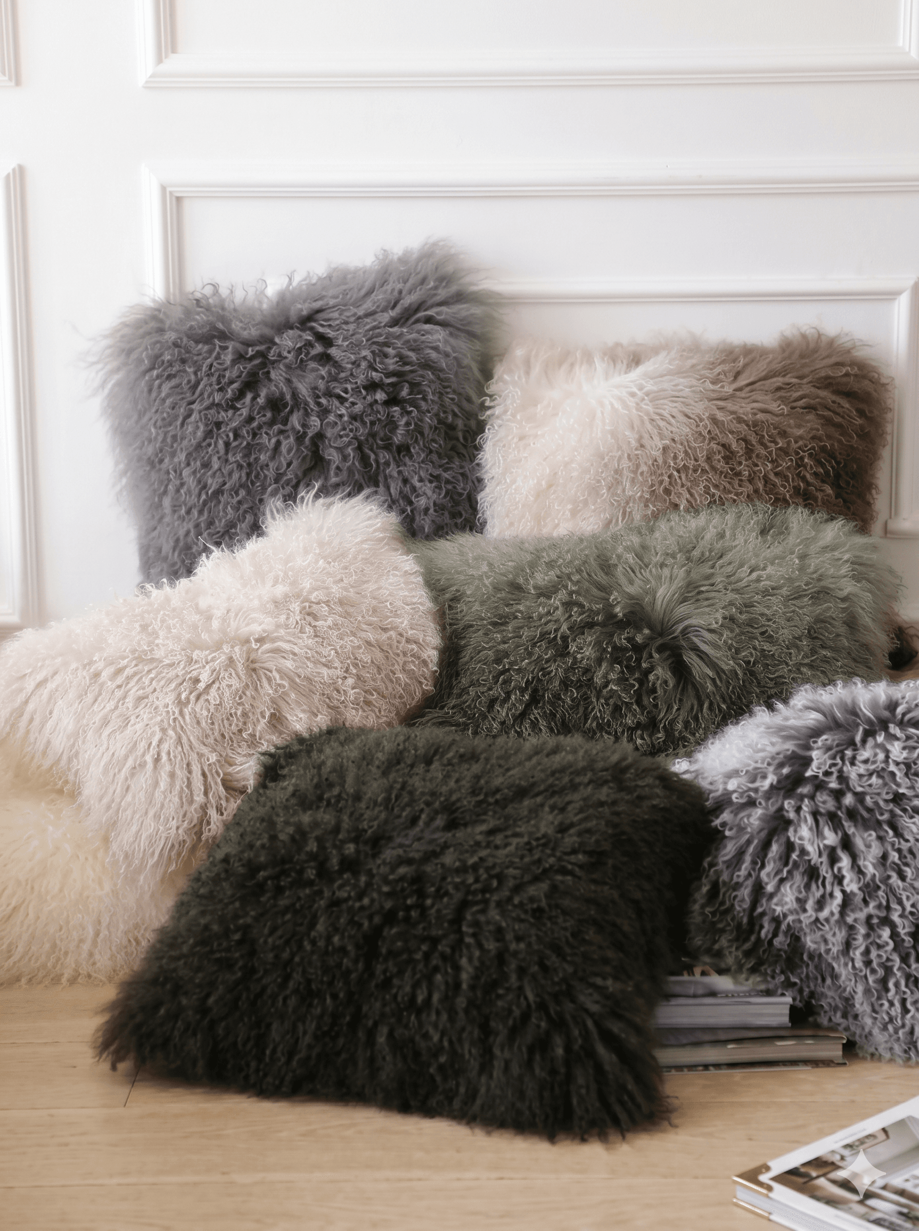 Coussin en fourrure d'agneau tibétain