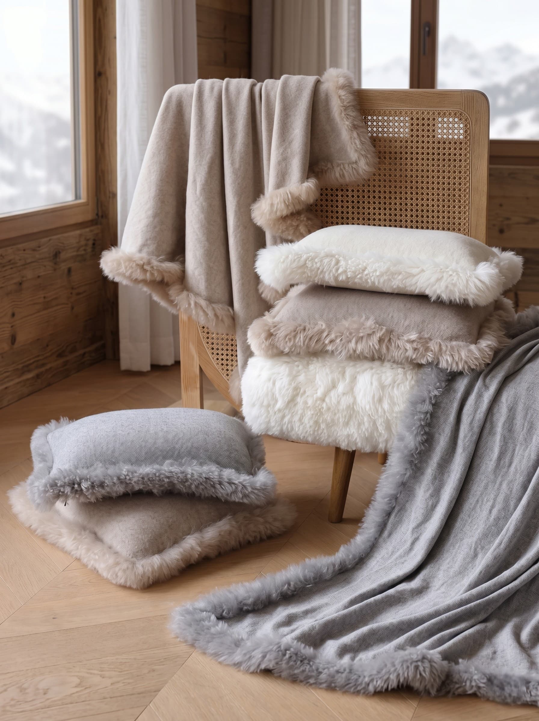 Coussin en cachemire et mérinos