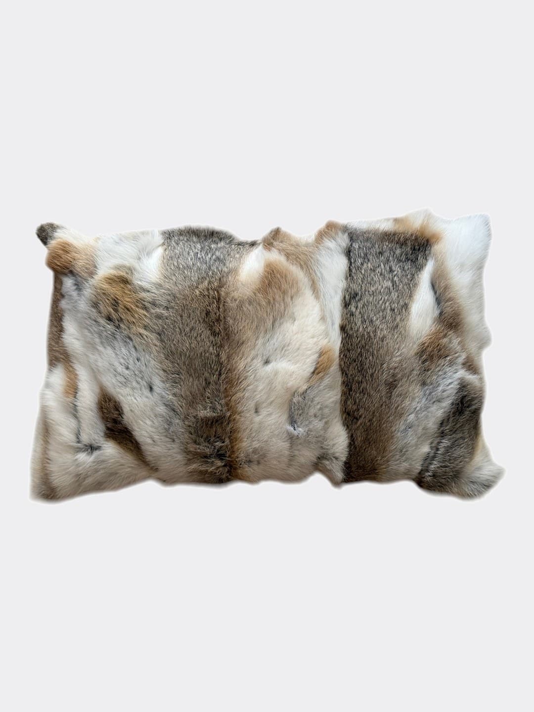 Coussin en fourrure de lapin blanc & beige — 30 × 50 cm