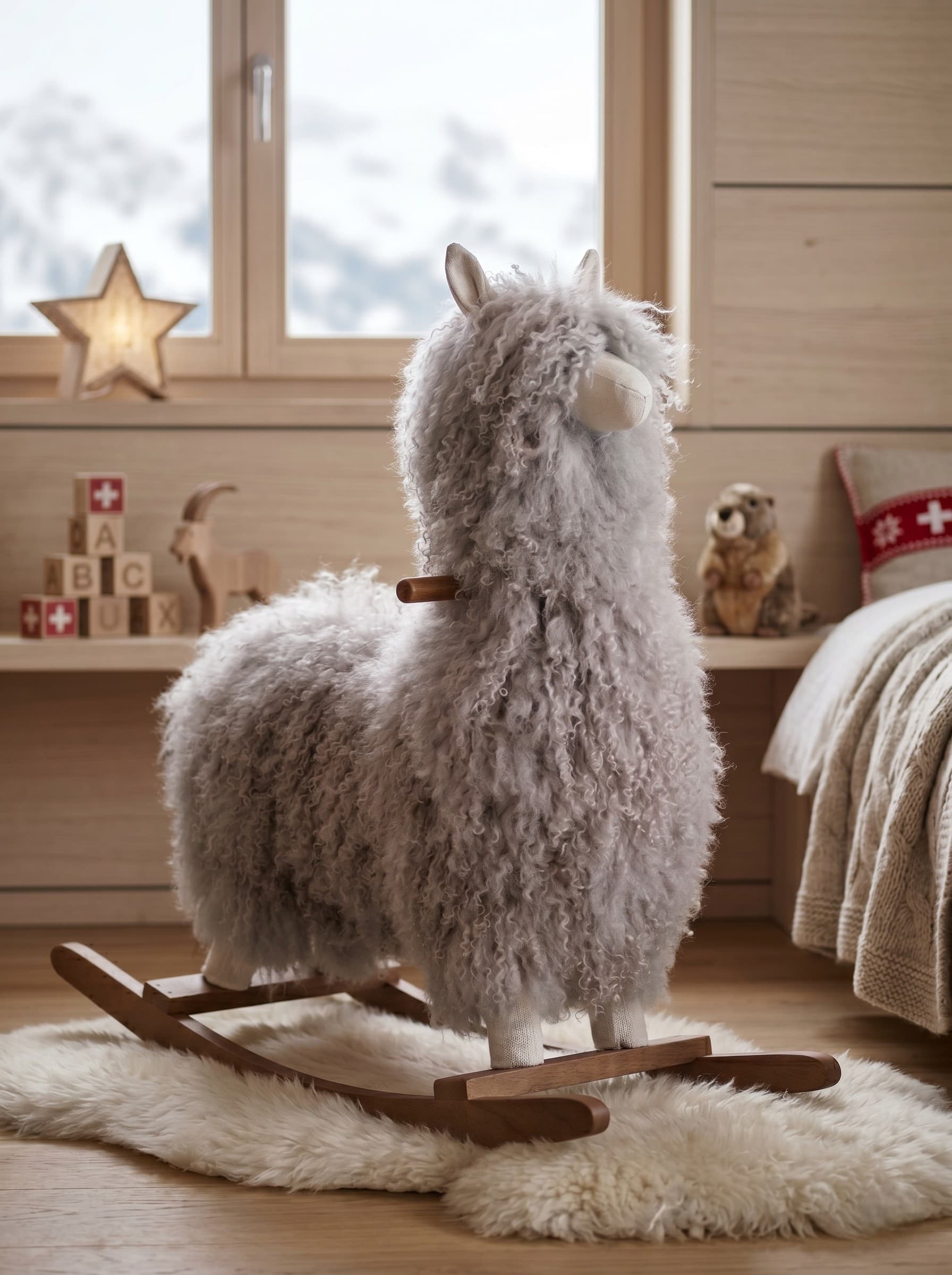 Lama à bascule Gris argent — 75 × 30 × 65 cm