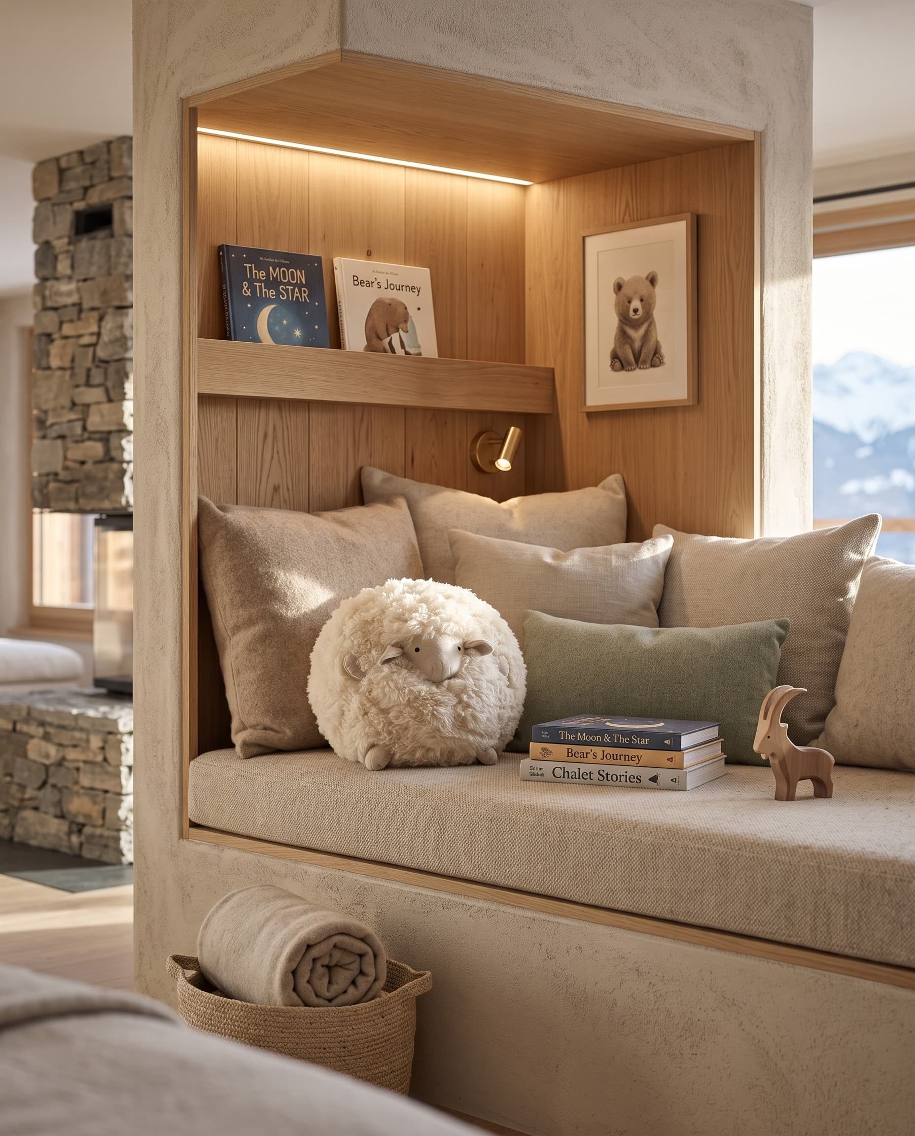 Mouton décoratif en peau de mouton — Crème — en situation