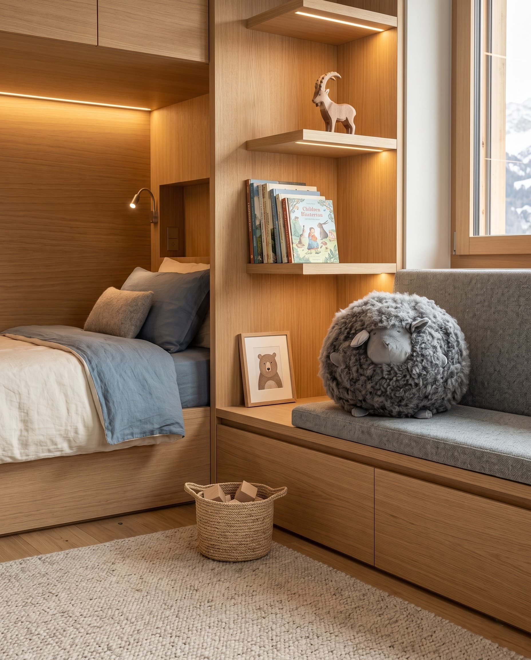 Mouton décoratif en peau de mouton — Gris fumé — en situation