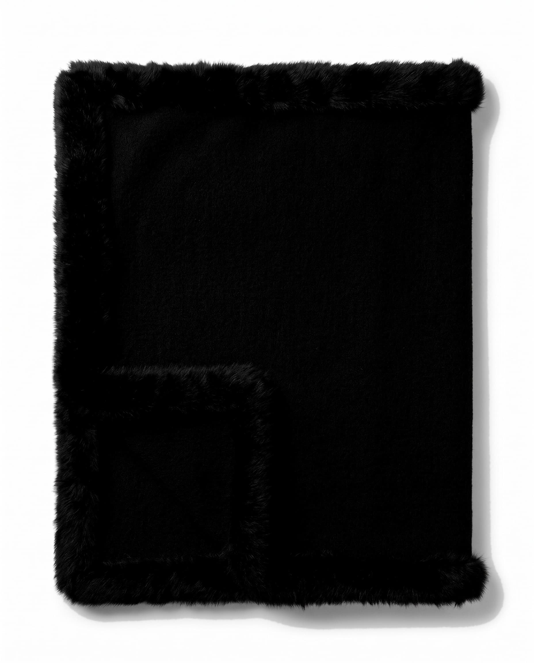 Plaid en alpaga et agneau — Noir — bordure d’agneau, 120 × 150 cm