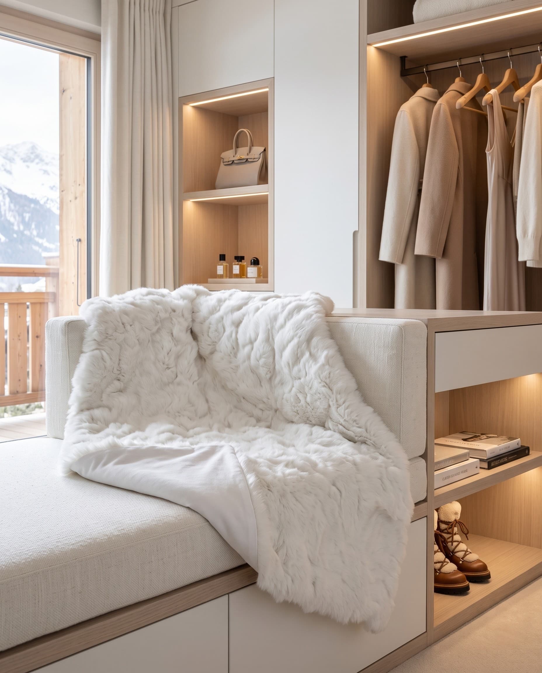 Plaid en fourrure de lapin