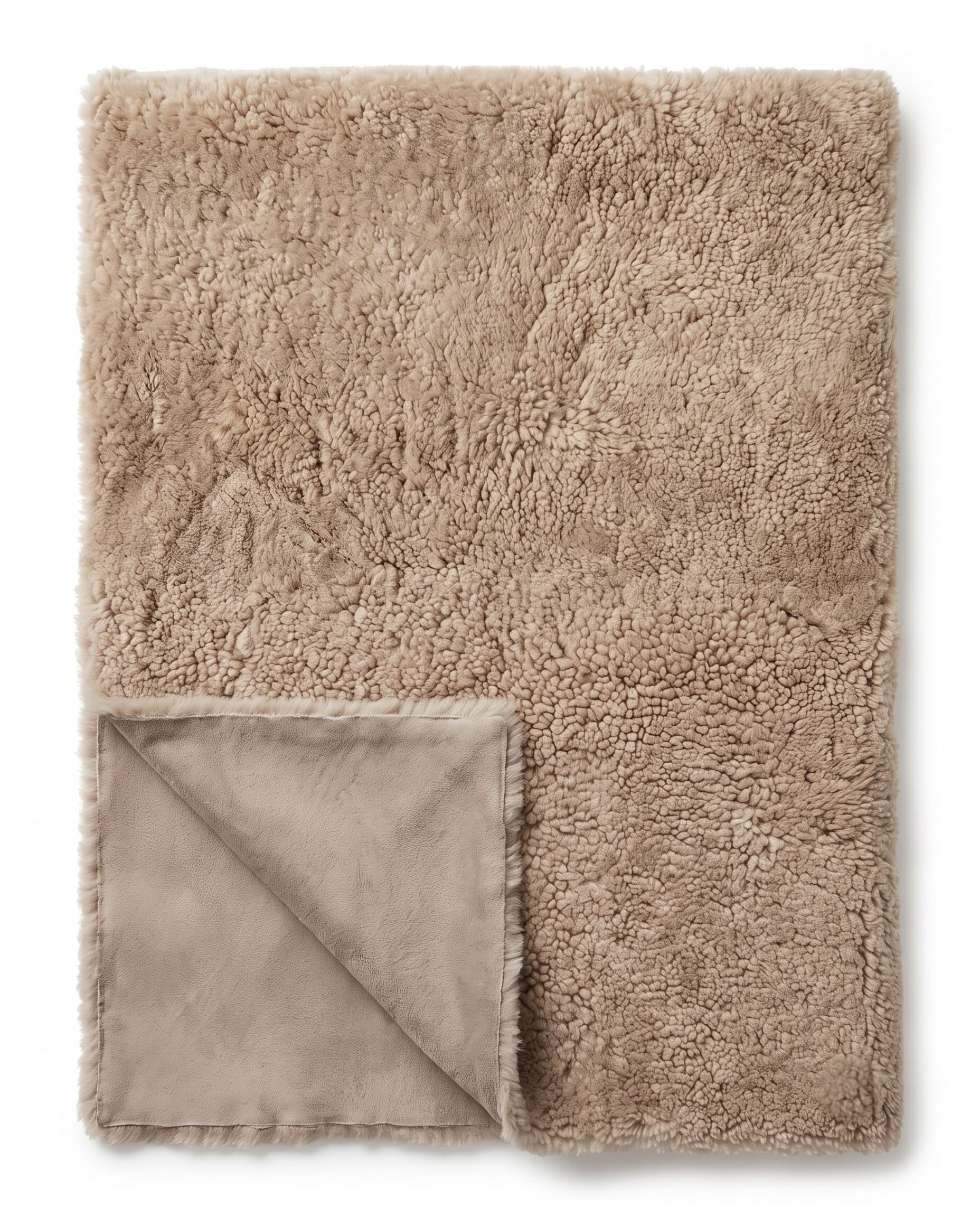 Plaid en peau lainée tondue — Beige — 140 × 200 cm