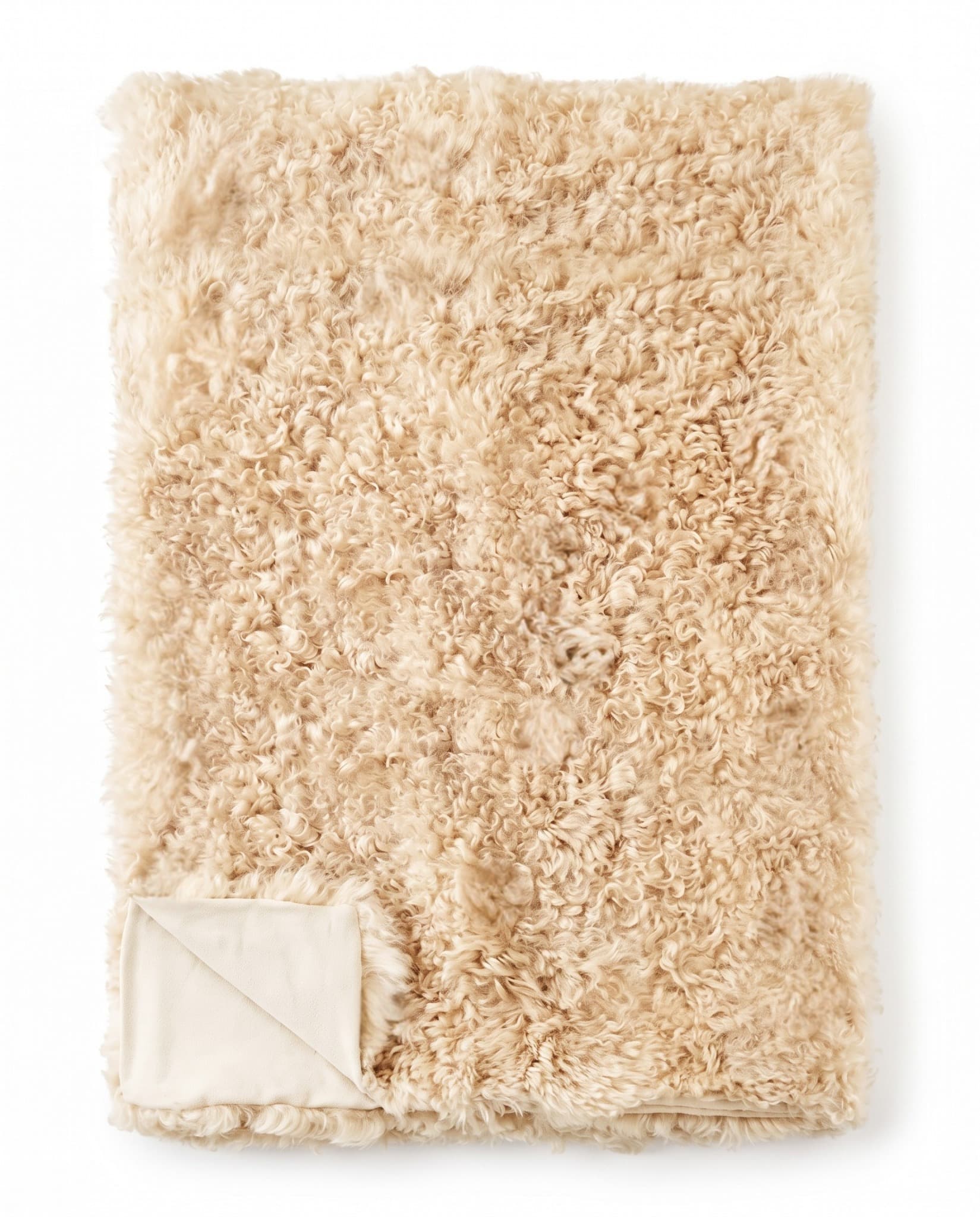 Plaid en peau de mouton — style islandais — Ivoire — 130 × 160 cm