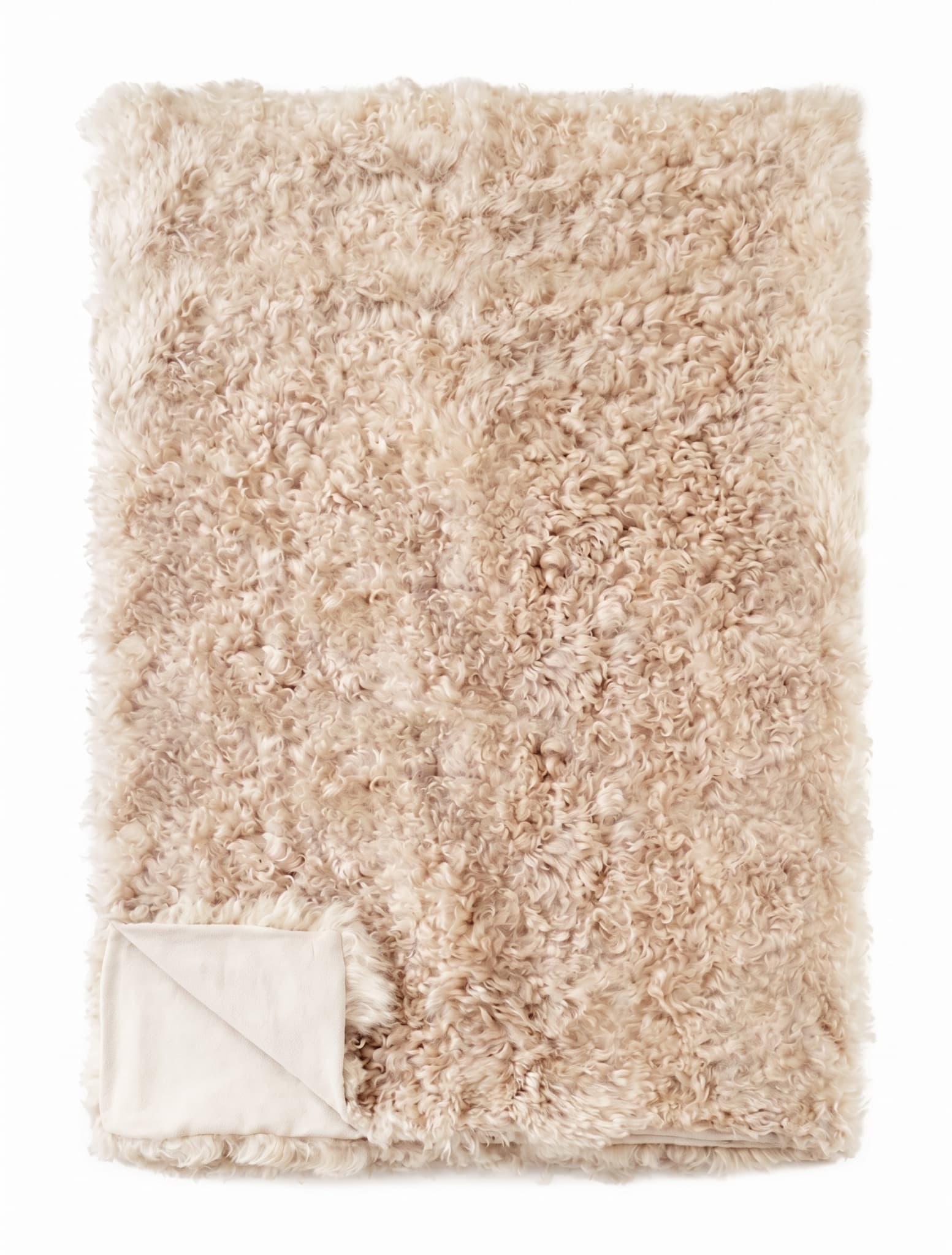 Plaid en peau de mouton — style islandais — Crème — 130 × 160 cm