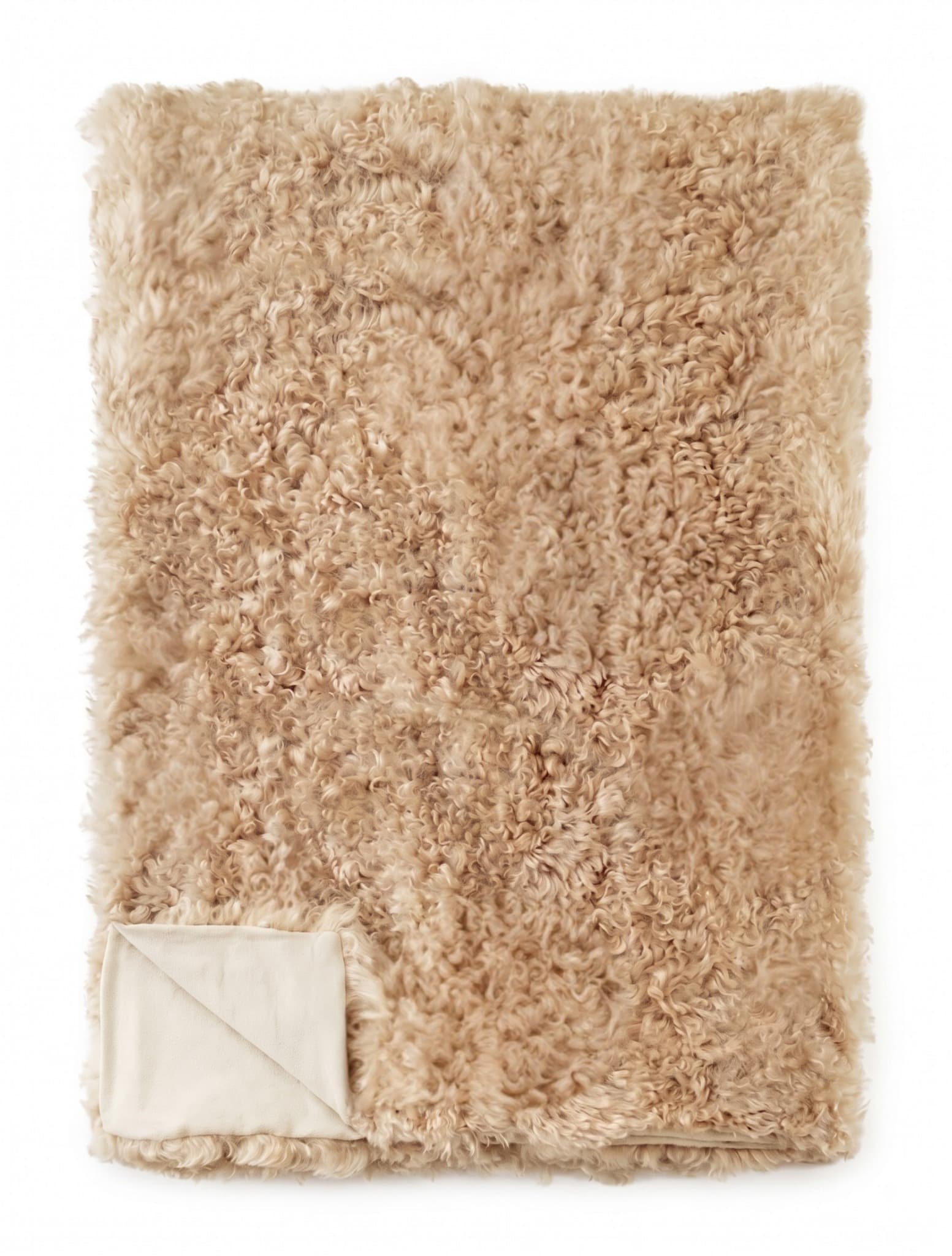 Plaid en peau de mouton — style islandais — Beige — 130 × 160 cm