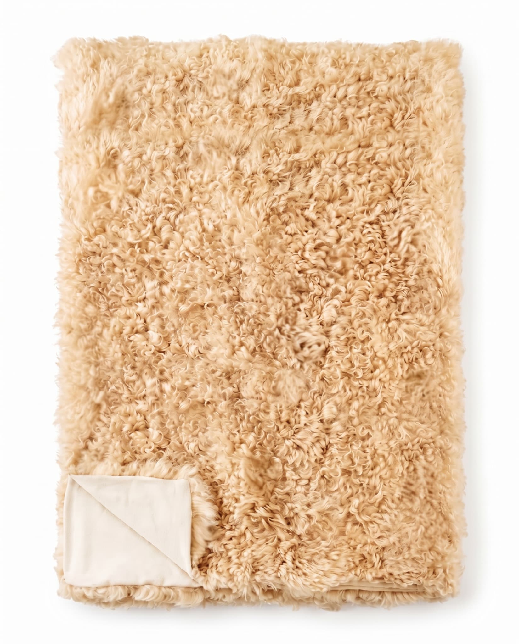 Plaid en peau de mouton — style islandais — Miel — 130 × 160 cm