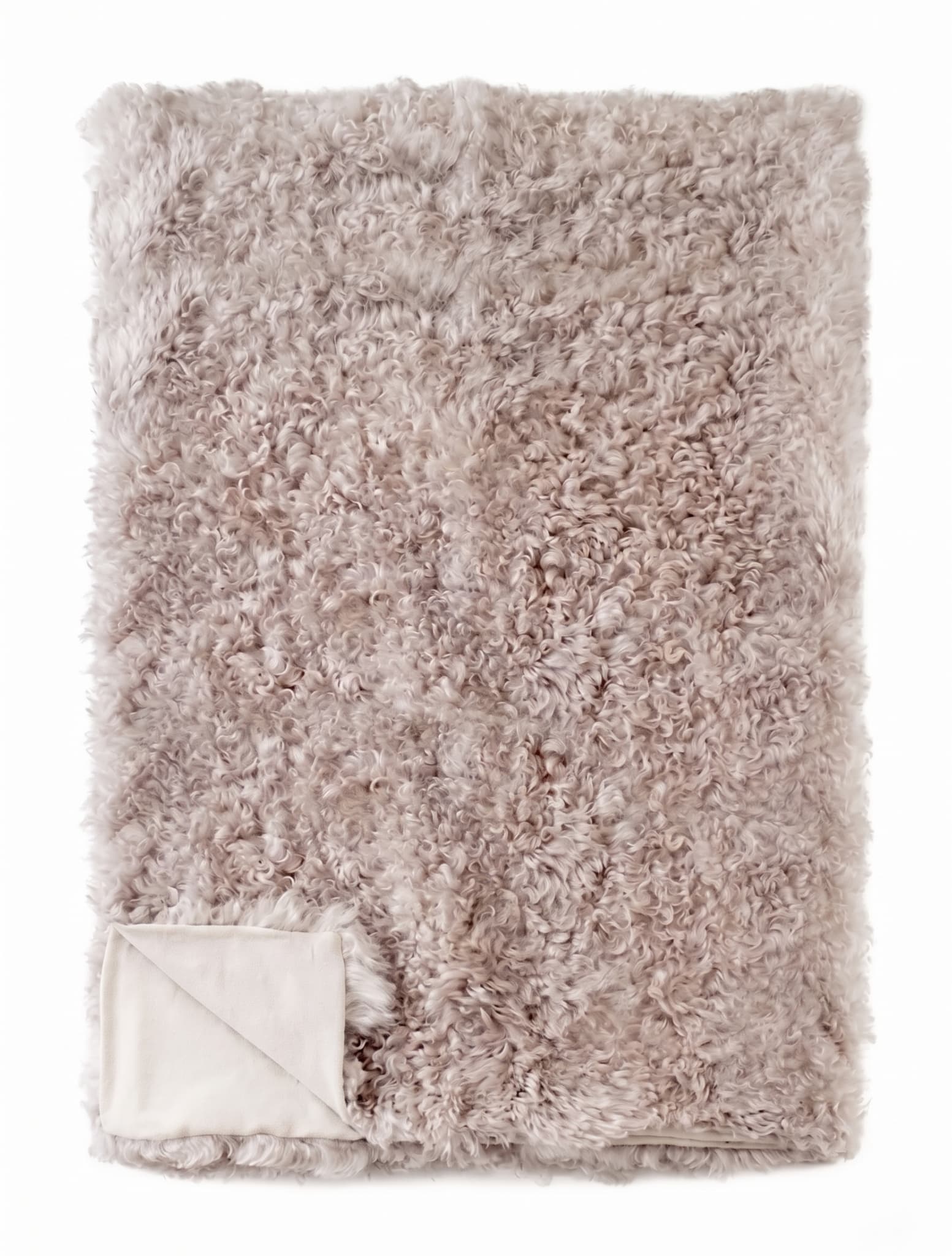 Plaid en peau de mouton — style islandais — Gris clair — 130 × 160 cm