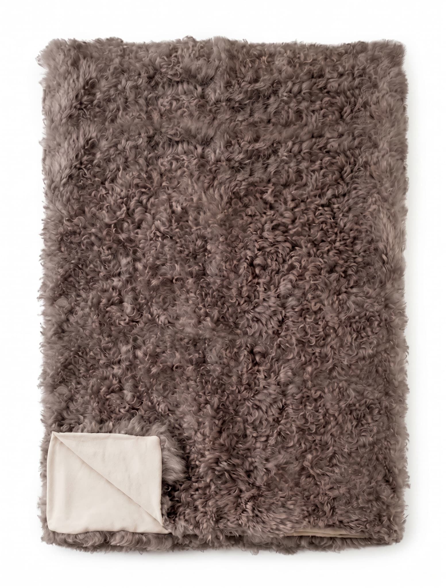 Plaid en peau de mouton — style islandais — Brun clair — 130 × 160 cm
