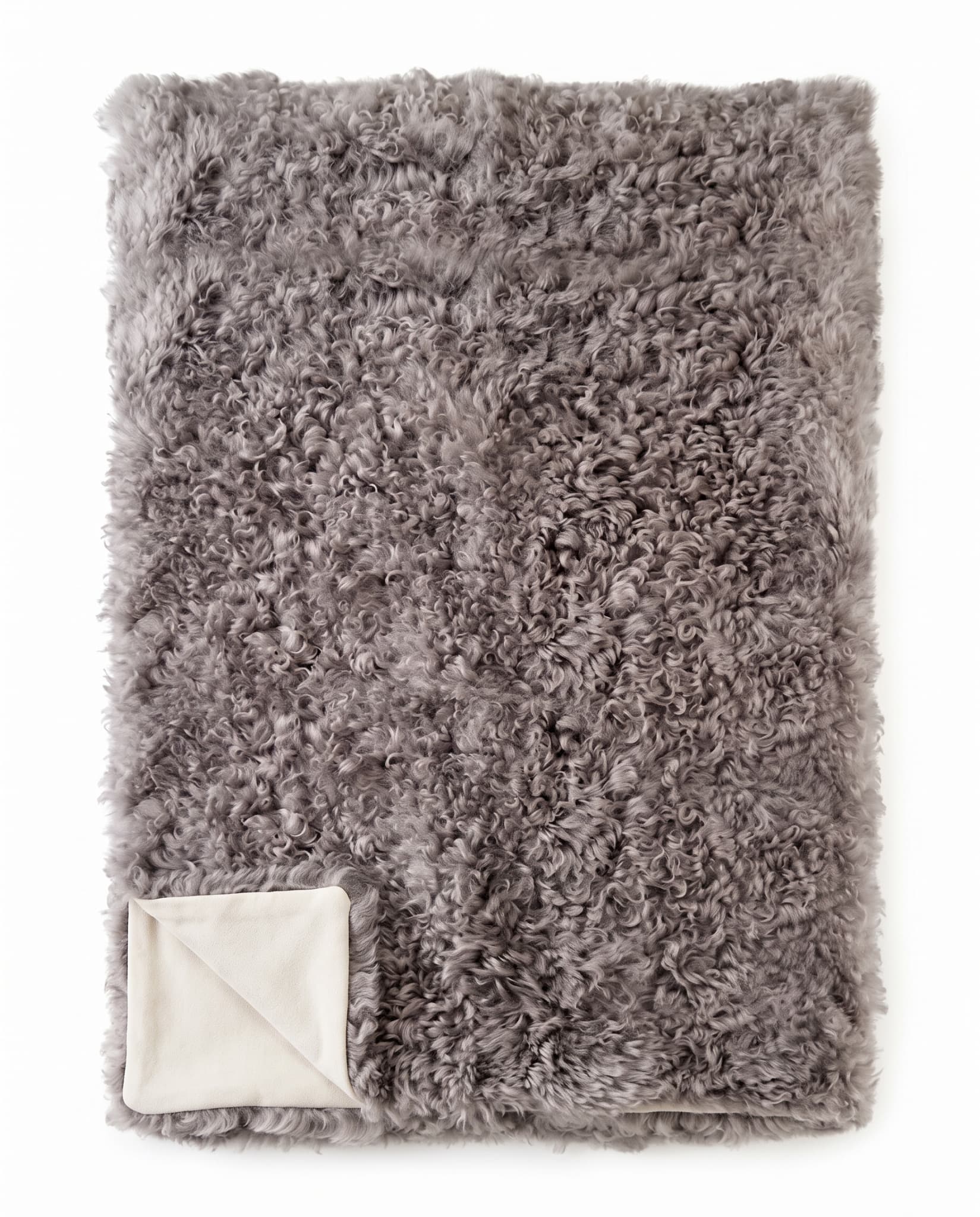 Plaid en peau de mouton — style islandais — Gris — 130 × 160 cm
