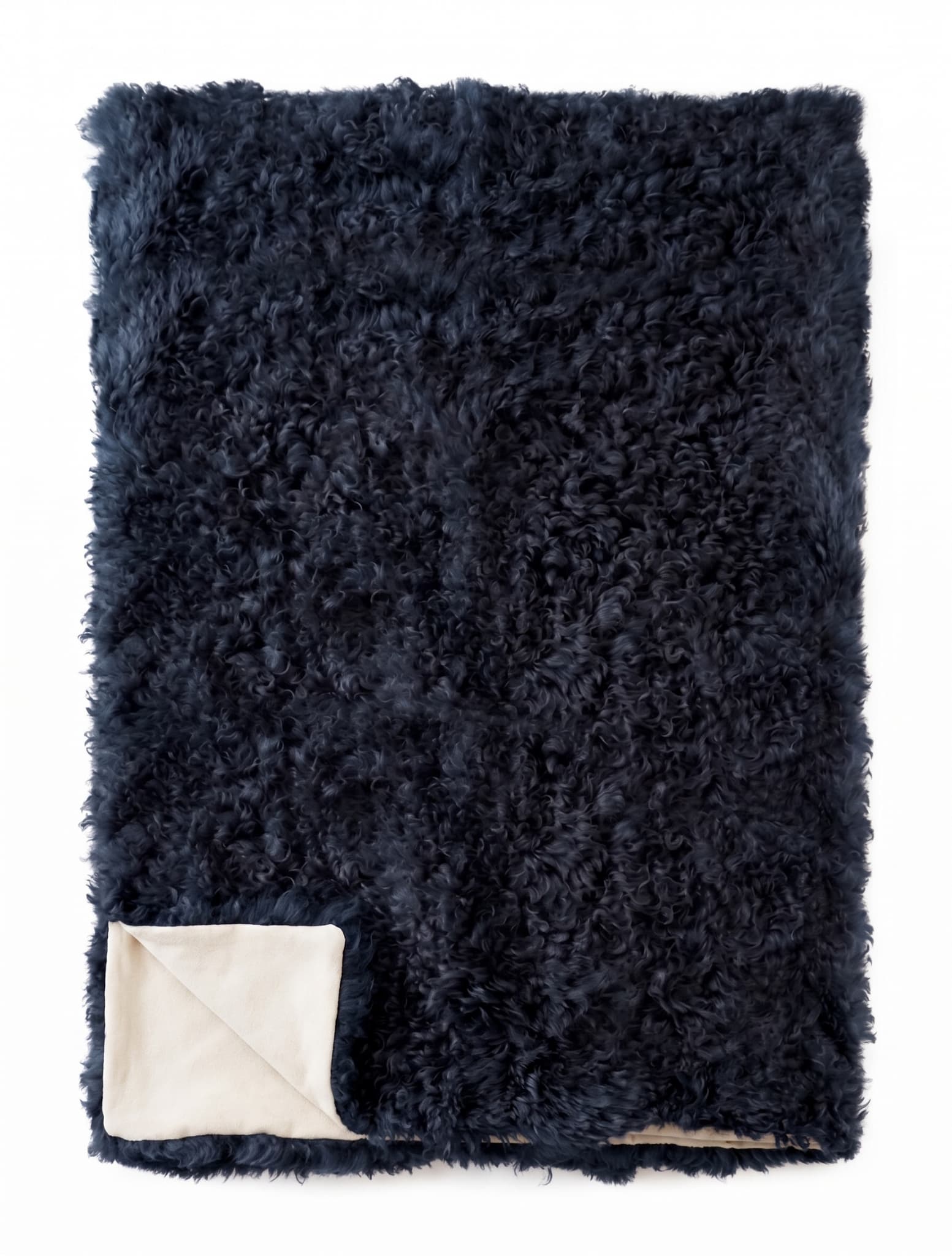 Plaid en peau de mouton — style islandais — Anthracite — 130 × 160 cm