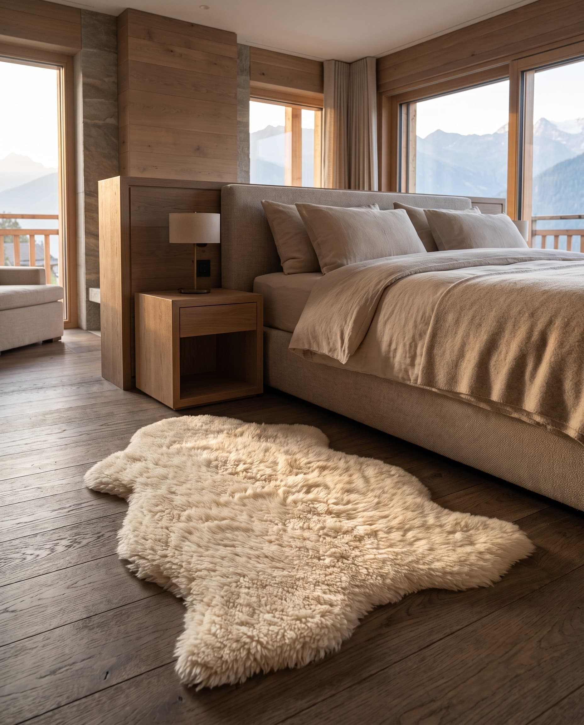 Tapis en peau lainée tondue