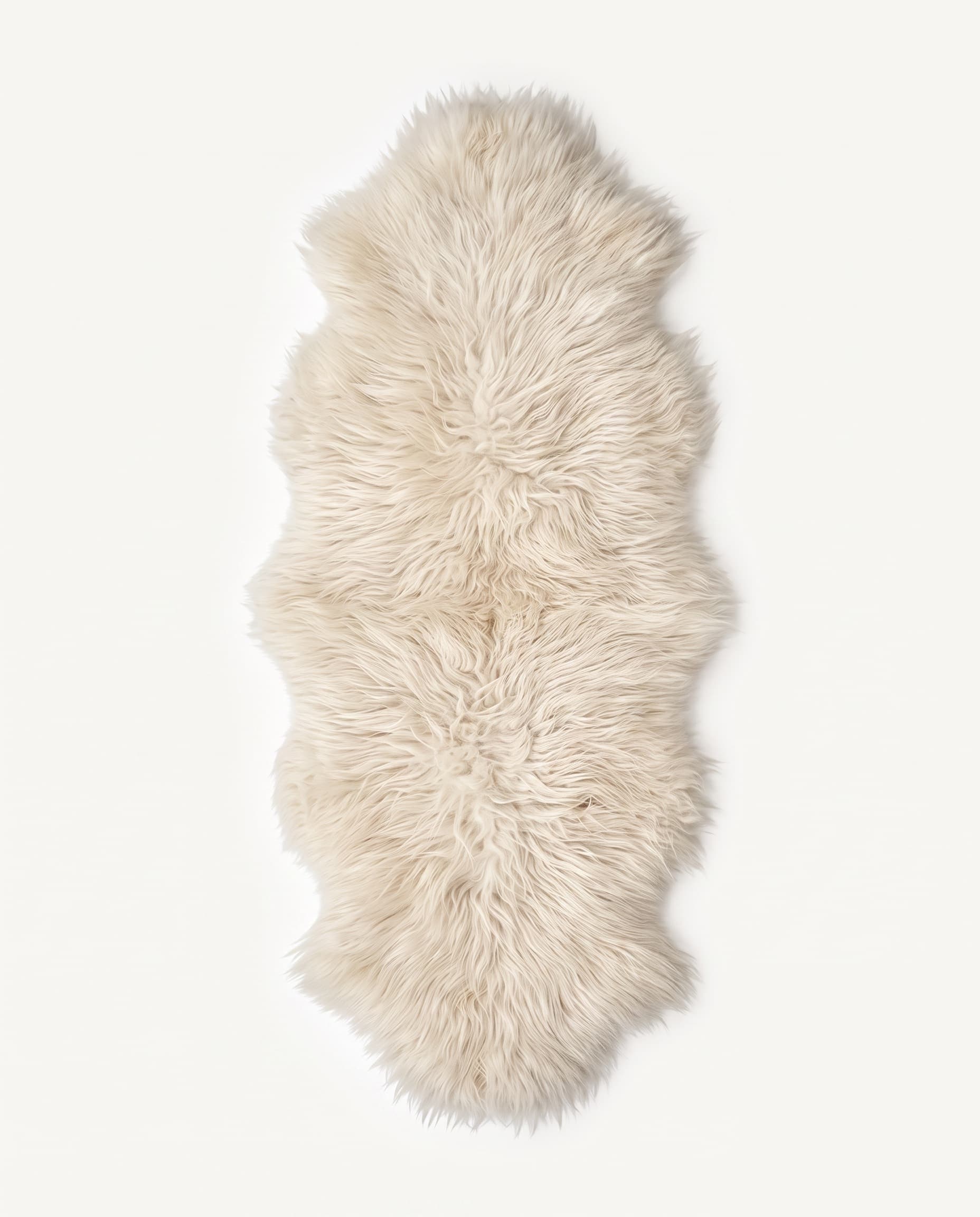 Tapis double en peau de mouton — style islandais — Ivoire — 100 × 180 cm