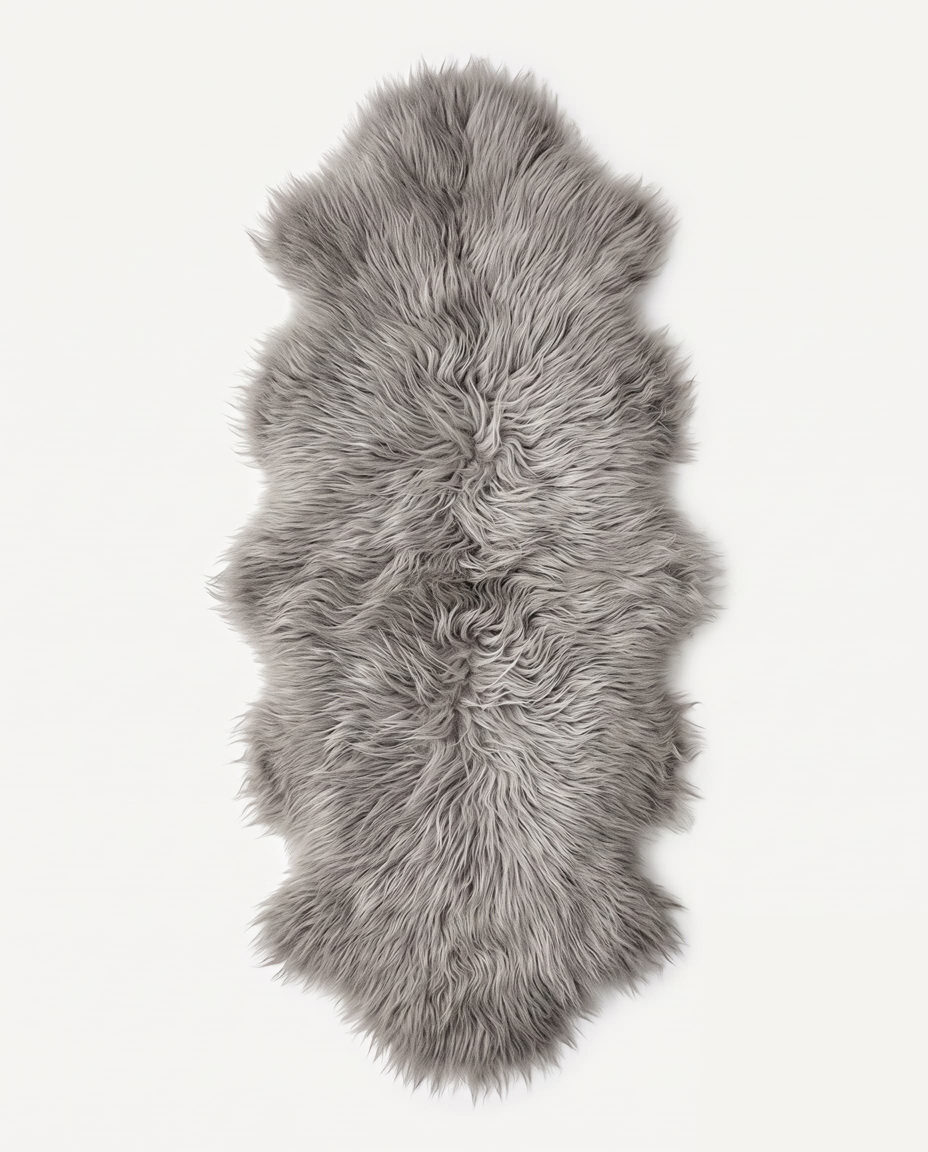 Tapis double en peau de mouton — style islandais — Gris clair