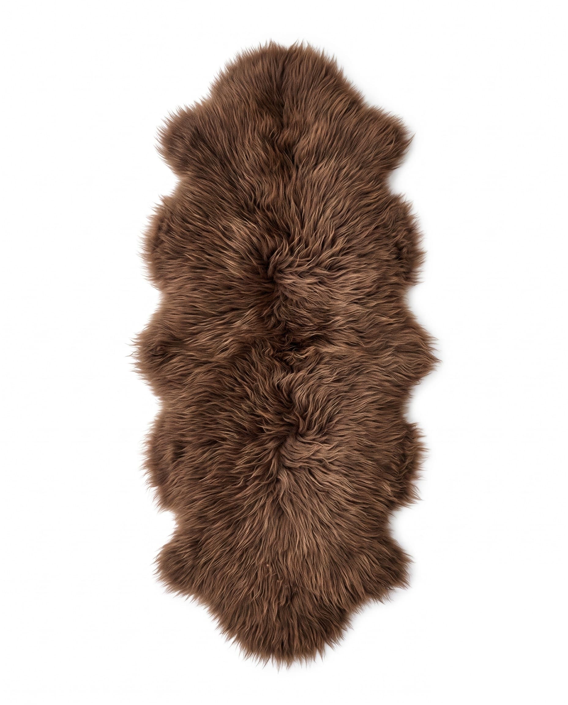 Tapis double en peau de mouton — style islandais — Brun clair