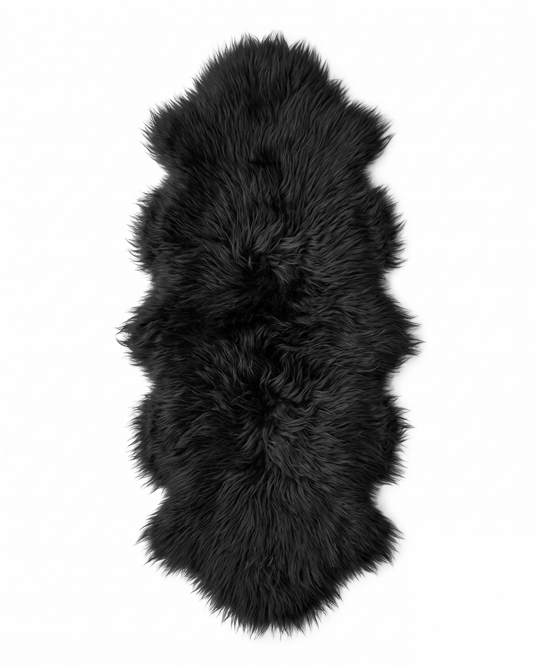 Tapis double en peau de mouton — style islandais — Noir